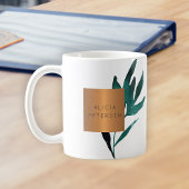 美しいサロン名glam銅水色の葉 コーヒーマグカップ