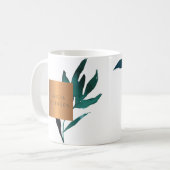 美しいサロン名glam銅水色の葉 コーヒーマグカップ (正面左)