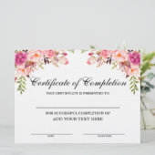 美しいサロン完了証明書ピンクフローラ カード (スタンド正面)