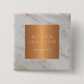 美しいサロン従業員の銅メタリックグレー大理石 缶バッジ (正面)