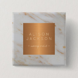 美しいサロン従業員の銅メタリックグレー大理石 缶バッジ