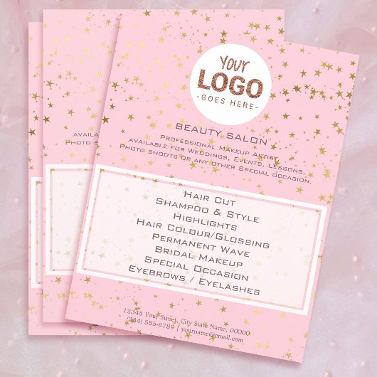 美しいサロン星模様のロゴ チラシ