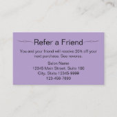 美しいサロン淡い色のパープルブラックフレンドカードを参照 予約カード (正面)