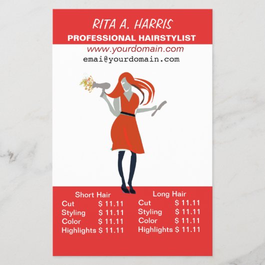 美しいサロン理容整髪料価格表 チラシ (正面)