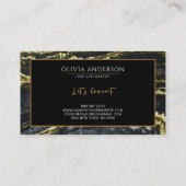 美しいサロン白黒金ゴールドグリッターマーブルゲート 名刺 (裏面)