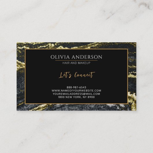 美しいサロン白黒金ゴールドグリッターマーブルゲート 名刺 (裏面)