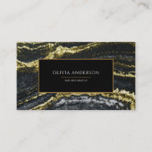 美しいサロン白黒金ゴールドグリッターマーブルゲート 名刺 (正面)