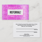 美しいサロン紹介カードホットピンクセクイン 紹介カード (正面/裏面)