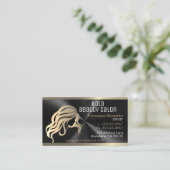 美しいサロン美容師ブラッシュドブラック+金ゴールド 名刺 (スタンド正面)