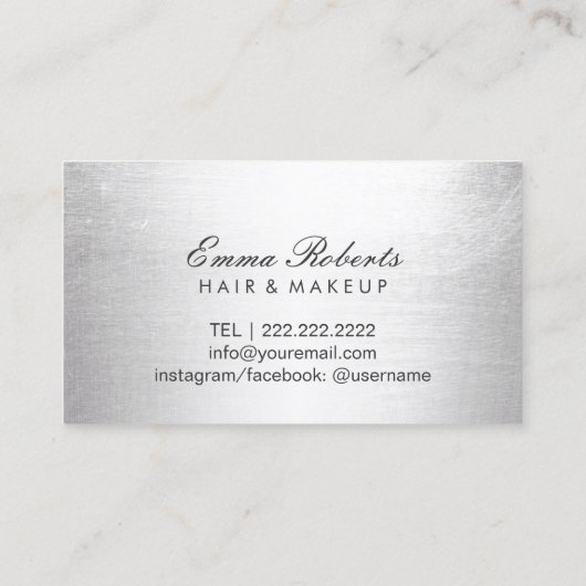 美しいサロン美容師モダン金ゴールド&シルバー 予約カード (裏面)