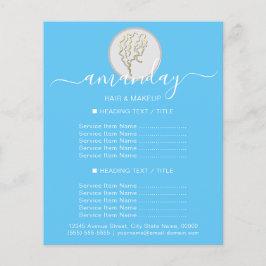 美しいサロン美容師ロゴ金ゴールドブルー チラシ