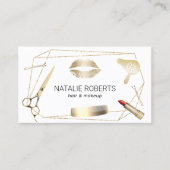 美しいサロン美容師幾何学的金ゴールドフレーム 名刺 (正面)