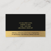 美しいサロン美容師金属金ゴールド+ブラック 名刺 (裏面)