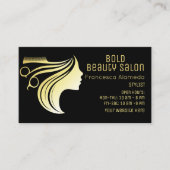 美しいサロン美容師金属金ゴールド+ブラック 名刺 (正面)