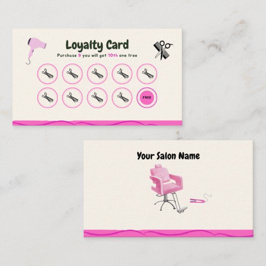 美しいサロン美容用パンチカード 名刺 (正面/裏面)