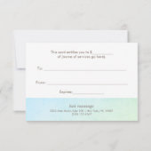 美しいサロン贈与証 (裏面)