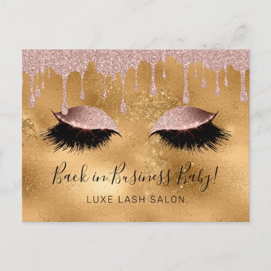 美しいサロン金ゴールドグリッターリオープニングCOVID19 ポストカード (正面)