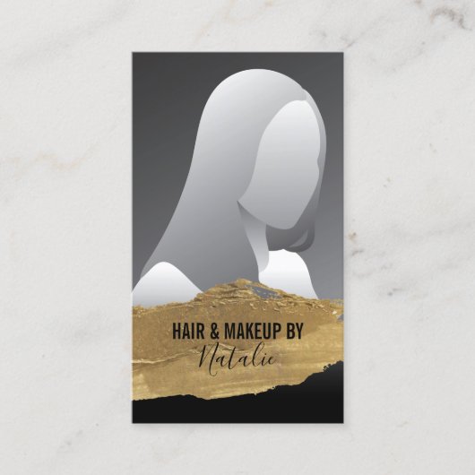 美しいサロン金ゴールド口紅ステインあなたの写真を追加 名刺 (正面)