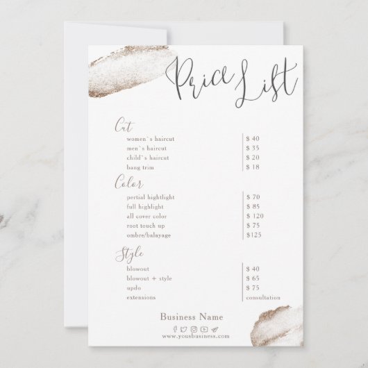 美しいサロン金ゴールド赤面ピンク価格表 招待状 (正面)