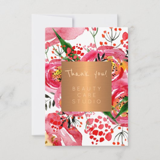 美しいサロン銅金属牡丹ユー感謝していズ サンキューカード (正面)