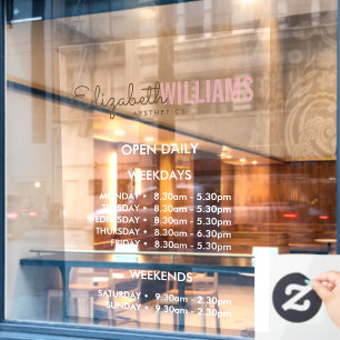 美しいサロン開館時間 ウィンドウサイン