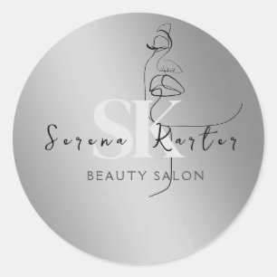 美しいサロン顔抽象芸術女性ミニマモダンリズム ラウンドシール