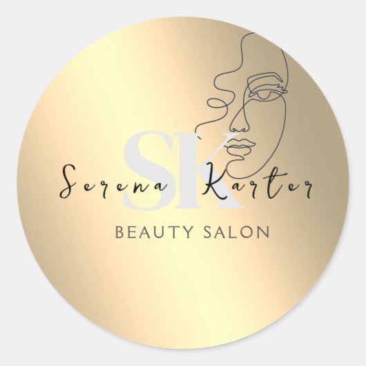 美しいサロン顔抽象芸術女性ミニマモダンリズム ラウンドシール (正面)