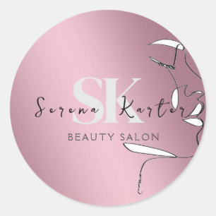美しいサロン顔抽象芸術女性ミニマモダンリズム ラウンドシール