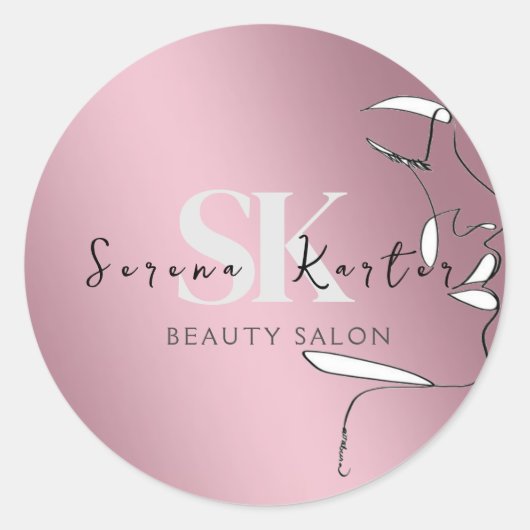 美しいサロン顔抽象芸術女性ミニマモダンリズム ラウンドシール (正面)