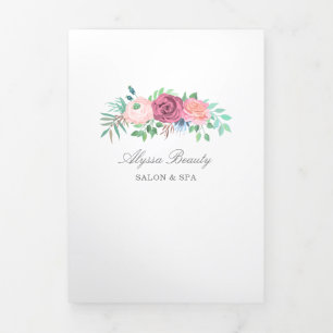 美しいサロン3折パンフレットエレガントフローラ 三つ折りカード
