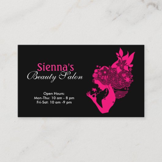 美しいサロン(深いピンク) 名刺 (正面)
