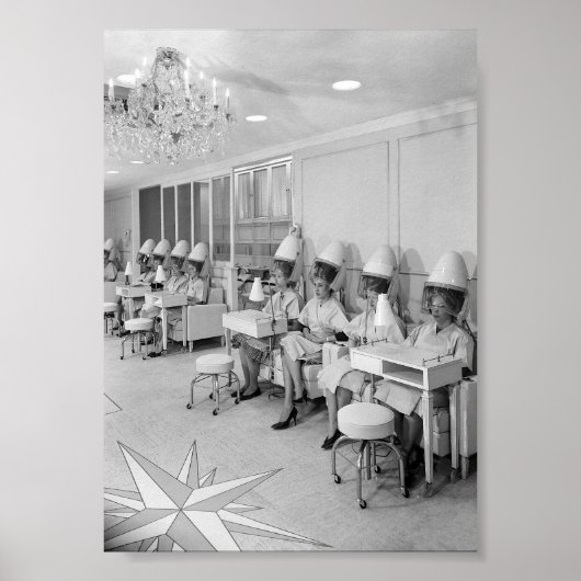 美しいサロン、白黒ヴィンテージアート ポスター (正面)