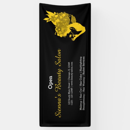 美しいサロン(黄色) *背景色の選択 横断幕 (縦)