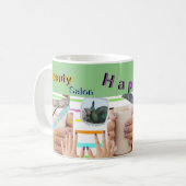 美しいサロンHAPPY爪、 ネイル顧客。文字コーヒーマグ コーヒーマグカップ (正面左)