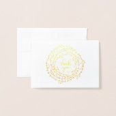 美しいサンキューカードリースデザイン 箔カード (封筒付き正面)