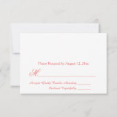 美しいサンゴと白の応答RSVP 出欠カード (裏面)