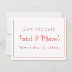 美しいサンゴと白の日付を保存 セーブザデート