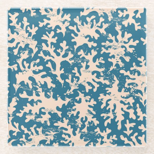 美しいサンゴの模様 ガラスコースター (正面)