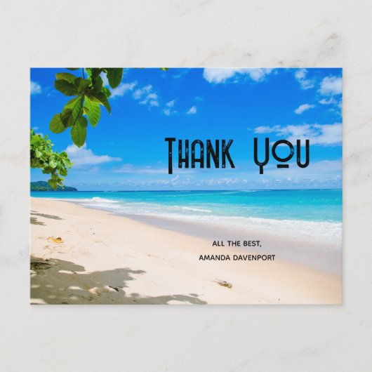 美しいサンゴの浜と青い海の写真、ありがとう ポストカード (正面)