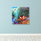 美しいサンゴ礁とピエロ魚 キャンバスプリント (インサイチュ (ウッドフロア))