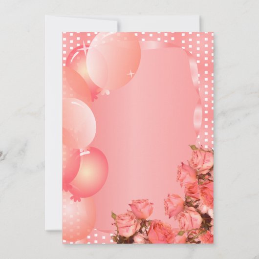 美しいサンゴ誕生日テンプレート- 00誕生日 招待状 (裏面)