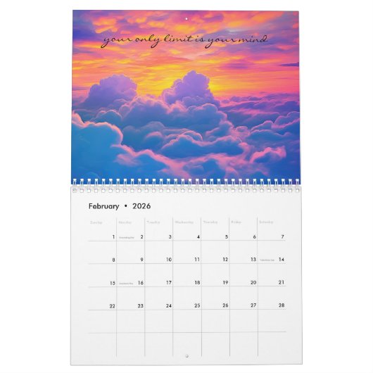 美しいサンセットと引用文 カレンダー (2月 2026)