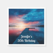 美しいサンセットオンア穏やかな湖誕生日 スタンダードカクテルナプキン (正面)