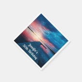 美しいサンセットオンア穏やかな湖誕生日 スタンダードカクテルナプキン (角)