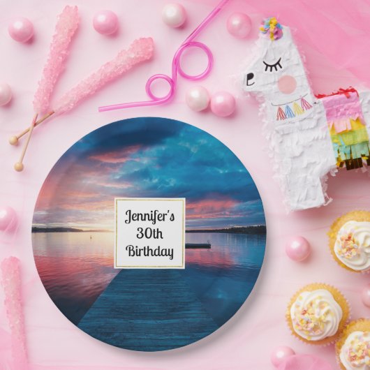 美しいサンセットオンア穏やかな湖誕生日 ペーパープレート (パーティー)