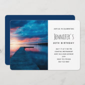 美しいサンセットオンア穏やかな湖誕生日 招待状 (正面/裏面)
