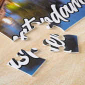 美しいサンセットオーバーアムステルダム、オランダ ジグソーパズル (側面)