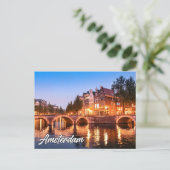 美しいサンセットオーバーアムステルダム、オランダ ポストカード (スタンド正面)