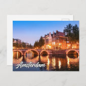 美しいサンセットオーバーアムステルダム、オランダ ポストカード (正面/裏面)