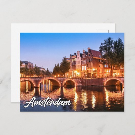 美しいサンセットオーバーアムステルダム、オランダ ポストカード (正面/裏面)